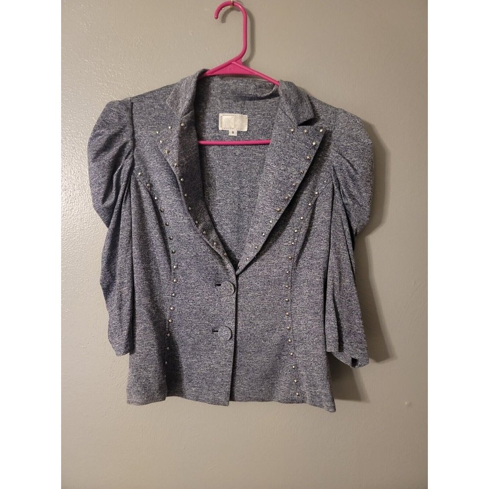 Alberto Makali Vintage 2 Button Studded Blazer Size S 3/4 Sleeve Shoulder Pads